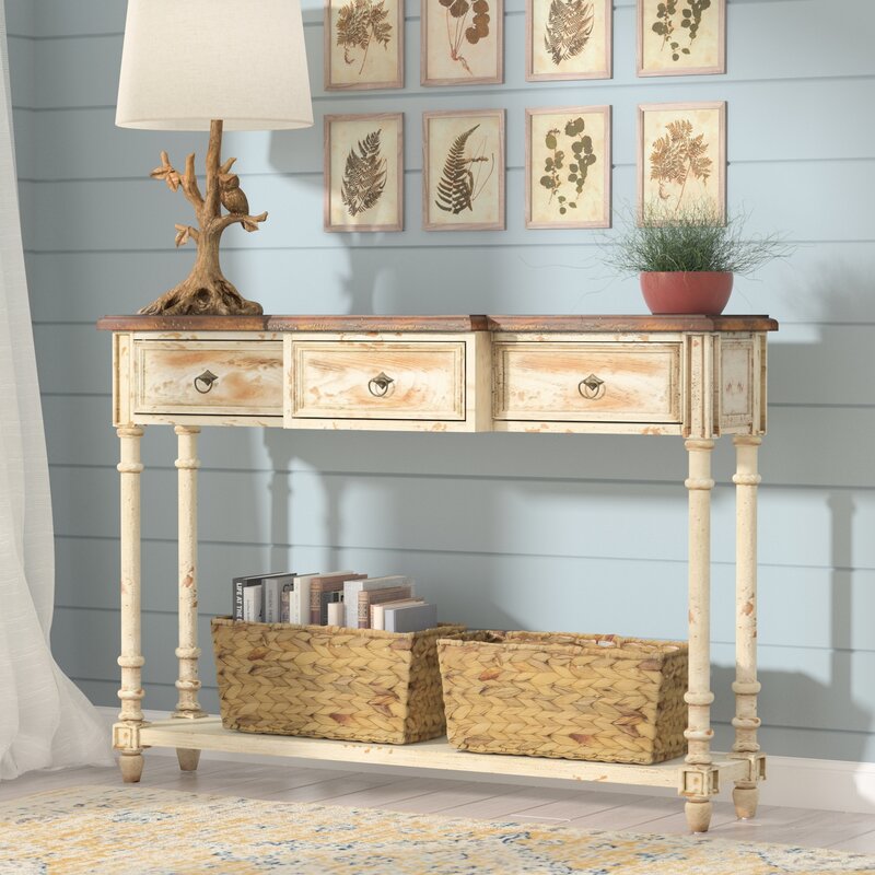 August Grove Preusser 3 Drawer Console Table & Reviews Wayfair